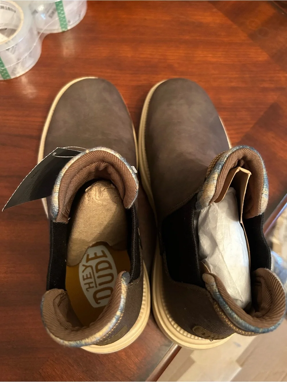 Men's Hey Dude Brown Boots - Size 9 Slip-On Casual, New